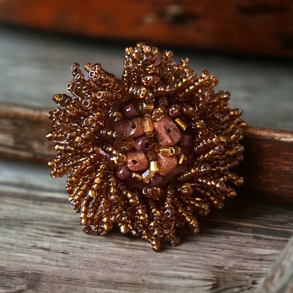 ๐ Beautiful Beaded/Sunstone-Inspired Ring ๐ - Picture 1 of 1